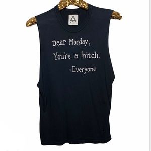 UNIF Monday Cut Off Graphic Sleeveless Tee